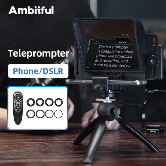 Ambitful T1 Mini Teleprompter Phone and DSLR Recording Portable Inscriber Mobile Teleprompter Artifact Video With Remote Control
