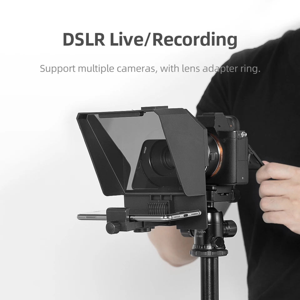 Ambitful T1 Mini Teleprompter Phone and DSLR Recording Portable Inscriber Mobile Teleprompter Artifact Video With Remote Control